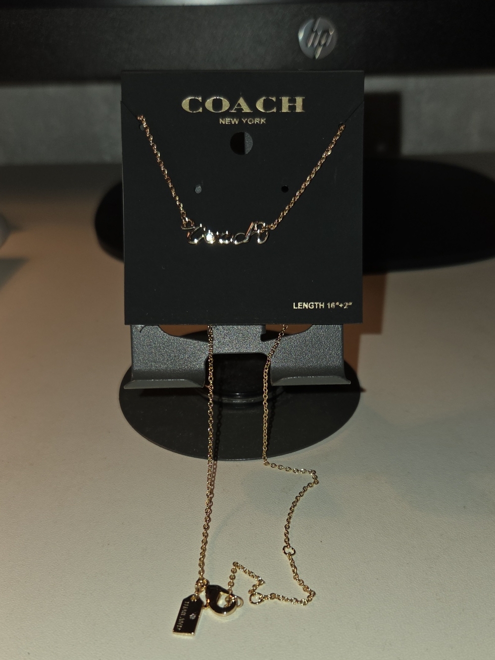 Coach Gold-Tone Script Logo Necklace